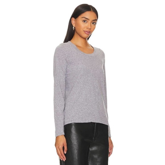Monrow Long Sleeve Crew Neck Tee in Granite Women's Size XS NWOT - Picture 2 of 12